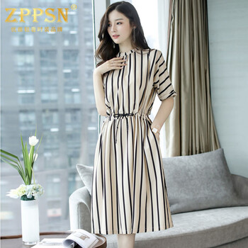 ZPPSN  口袋，條紋 連衣裙