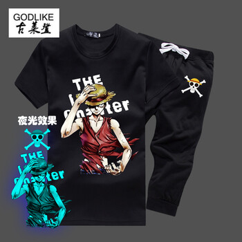 古萊登（GODLIKE） 短袖 男士T恤 路飛2黑 S，XL，L，XXXL，M，XXL