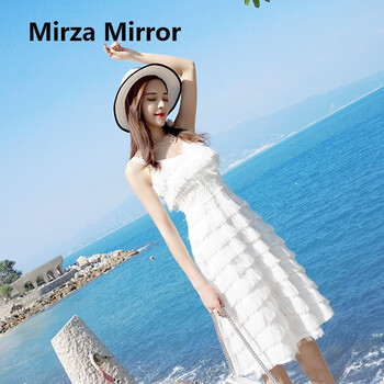 蜜莎蜜拉（Mirza Mirror） 純色 流蘇，不對稱，露肩，露背，褶皺 連衣裙