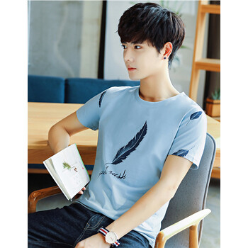 賓加迪（BINJIADI） 短袖 男士T恤 藍色-短袖 XL，L，XXXL，XXL，M