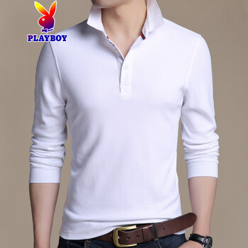 花花公子（PLAYBOY） 長(zhǎng)袖 男士T恤 【9829白色】 S，XL，L，XXL，M，XXXL