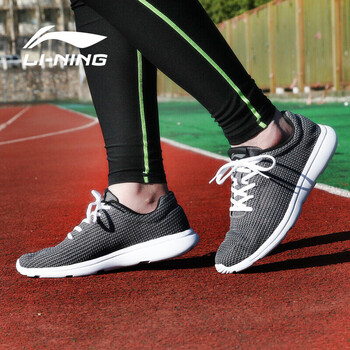 李寧（LI-NING）跑步鞋花灰黑網(wǎng)布 