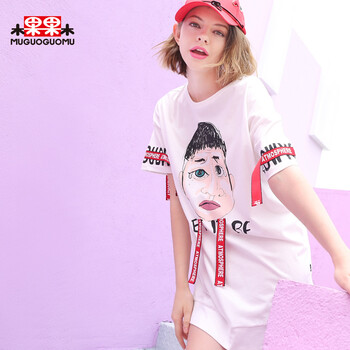 木果果木 綁帶，印花 短袖 T恤 女 圓領(lǐng)