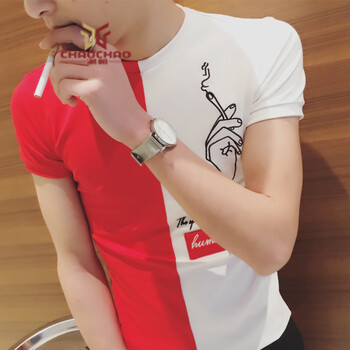 C2潮朝（C2 CHAOZHAO） 短袖 男士T恤 紅色 S，XL，L，XXL，XXXL，M