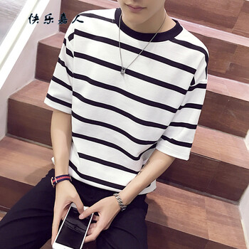 快樂(lè )嘉人 五分袖 男士T恤 白色 XL，L，XXXL，M，XXL