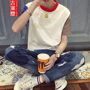 古萊登（GODLIKE） 五分袖 男士T恤 紅色 S，XL，L，M，XXL
