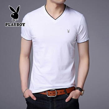 花花公子（PLAYBOY） 短袖 男士T恤 6180白色 