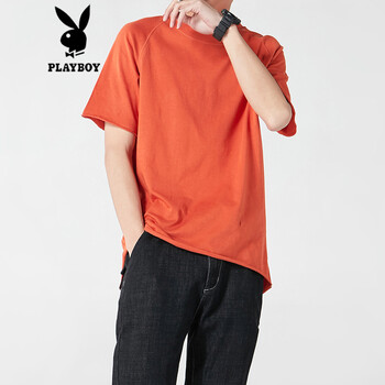 花花公子（PLAYBOY） 短袖 男士T恤 銹紅色 