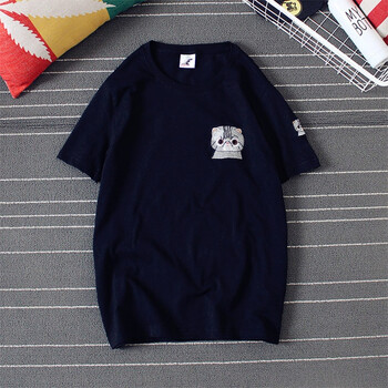 上夫 長袖 男士T恤 刺繡貓咪黑色 S