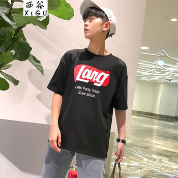 西谷（xigu） 短袖 男士T恤 I607LANG：黑色 S，XL，L，M，XXL，XXXL