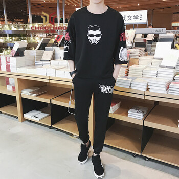 C2潮朝（C2 CHAOZHAO） 七分袖 男士T恤 黑色頭像 XL，L，M，XXXL，XXL