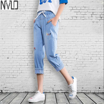 NVLD 低腰 直筒褲 女 七分褲 牛仔褲