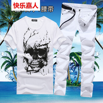 快樂(lè )嘉人 短袖 男士T恤 骨頭白/白褲 