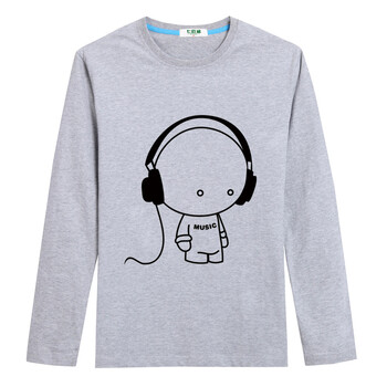 七匹鯊 長(zhǎng)袖 男士T恤 灰色 S，XL，L，XXXL，M，XXL，加大