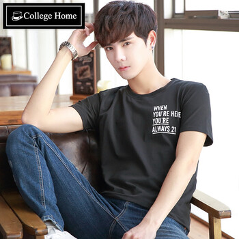Collegehome 短袖 男士T恤 黑色T2707 