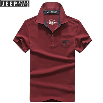 Jeep 短袖 男士T恤 酒紅色 XXL