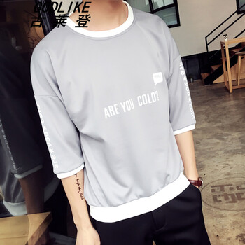 古萊登（GODLIKE） 七分袖 男士T恤 T01英文灰色七分袖 S，XL，L，M，XXL