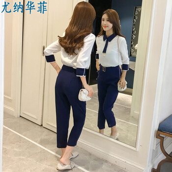 尤納華菲 高腰 鉛筆褲/小腳褲 女 九分褲 休閑褲