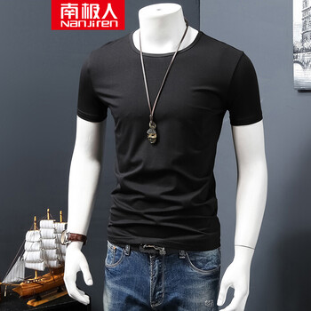 南極人（Nanjiren） 短袖 男士T恤 黑色圓領(lǐng) S，XL，L，M，XXL，XXXL