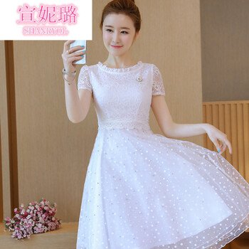 宣妮璐（SHANRYOL） 純色 鉚釘，拼接，鏤空，蕾絲，紗網(wǎng) 連衣裙