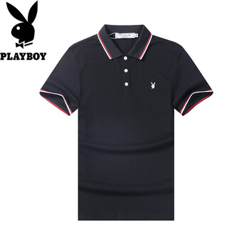 花花公子（PLAYBOY） 短袖 男士T恤 黑 