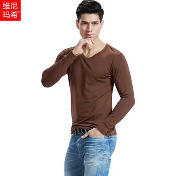 維尼瑪希（VeniMasee） 長(zhǎng)袖 男士T恤 咖啡 XL，L，XXL，M