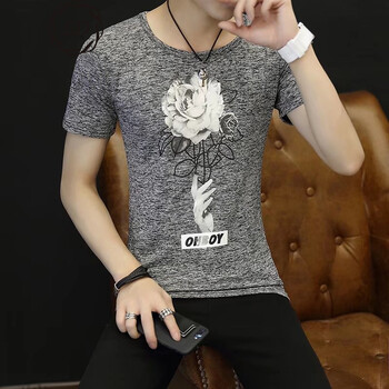 凌登（LingDeng） 短袖 男士T恤 手花-灰色 XL，L，M，XXL，XXXL