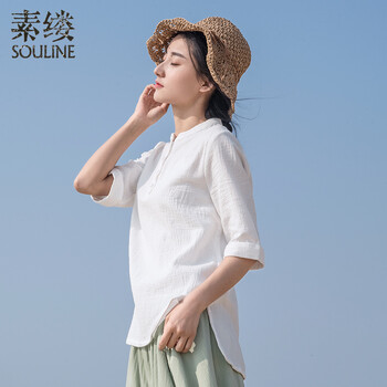 素縷（Souline） 紐扣 短袖 T恤 女 圓領(lǐng)