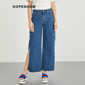 紅袖（hopeshow） 低腰 直筒褲 女 九分褲 牛仔褲