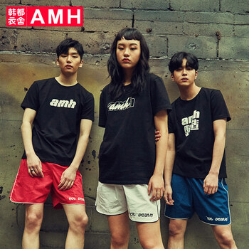 AMH 短袖 男士T恤 黑色B 