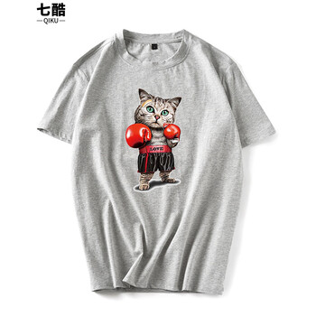 七酷 短袖 男士T恤 灰色LOVE貓 S，XL，L，M，XXXL，加大，XXL