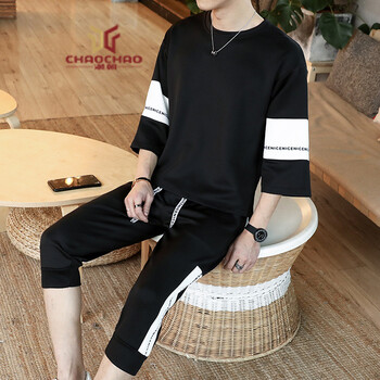 C2潮朝（C2 CHAOZHAO） 七分袖 男士T恤 黑色(16款) XL，L，M，XXXL，XXL