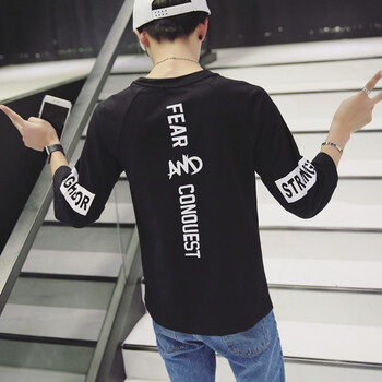 丹杰仕（DAN JIE SHI） 七分袖 男士T恤 印花黑色 S，XL，L，M，XXL