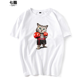 七酷 短袖 男士T恤 白色LOVE貓 S，XL，L，加大，M，XXL，XXXL