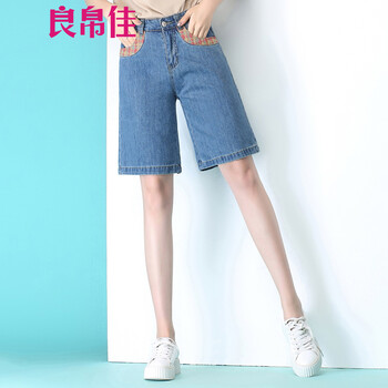 良帛佳 高腰  女 五分褲 牛仔褲