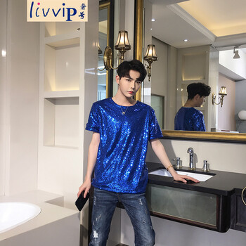 奢號（Iivvip） 短袖 男士T恤 藍(lán)色 XL，L，M，XXL