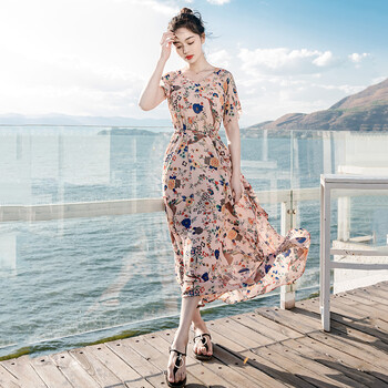 西子美麗心情 碎花 綁帶 連衣裙