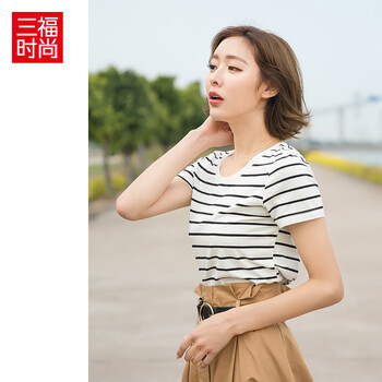 三福（SANFU） 印花 短袖 T恤 女 圓領(lǐng)