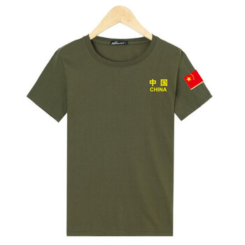 益仁佳（yirenJia） 短袖 男士T恤 軍綠色中國+國旗 M