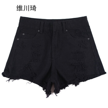 維川琦（WEICHUANQI） 高腰 闊腳褲 女 熱褲 牛仔褲