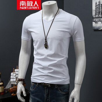 南極人（Nanjiren） 短袖 男士T恤 白色V領(lǐng) S，XL，L，M，XXXL，XXL