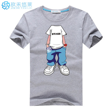 玖禾悠萊 短袖 男士T恤 灰色 S，XL，L，加大，M，XXXL，XXL