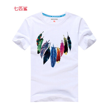 七匹鯊 短袖 男士T恤 白色 S，XL，L，XXXL，M，加大，XXL