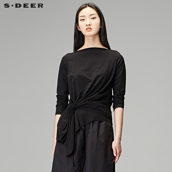 S.DEER 不對(duì)稱 短袖 T恤 女 圓領(lǐng)
