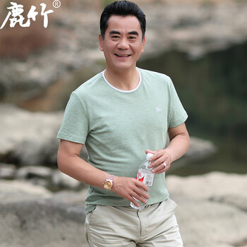 鹿竹 短袖 男士T恤 嫩綠 