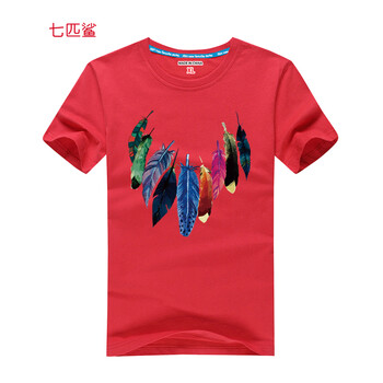七匹鯊 短袖 男士T恤 紅色 S，XL，L，XXL，XXXL，M，加大
