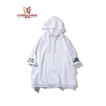 C2潮朝（C2 CHAO CHAO） 短袖 男士T恤 白色YC連帽五分 S，XL，L，M，XXL