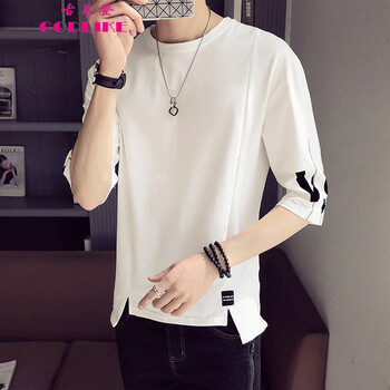 古萊登（GODLIKE） 長袖 男士T恤 4107五分袖白色 XL，L，XXL，M