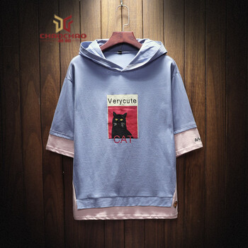 C2潮朝（C2 CHAO CHAO） 七分袖 男士T恤 藍色 S，XL，L，M，XXXL，XXL