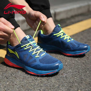 李寧（LI-NING）跑步鞋暗藍色/熒光亮綠 41